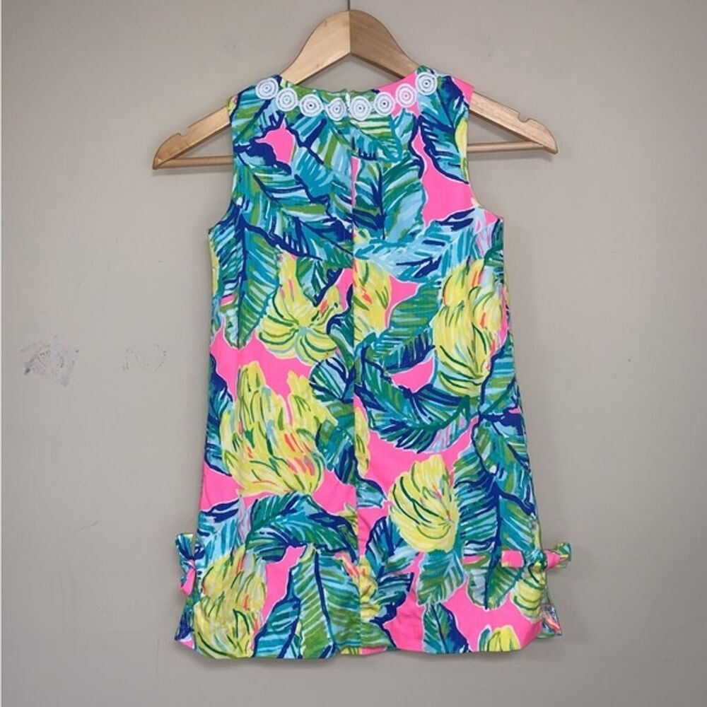 Little Lilly Pulitzer Local Flavor Dress Girl’s 7 Pink Green Resort Beach Party - Picture 6 of 9